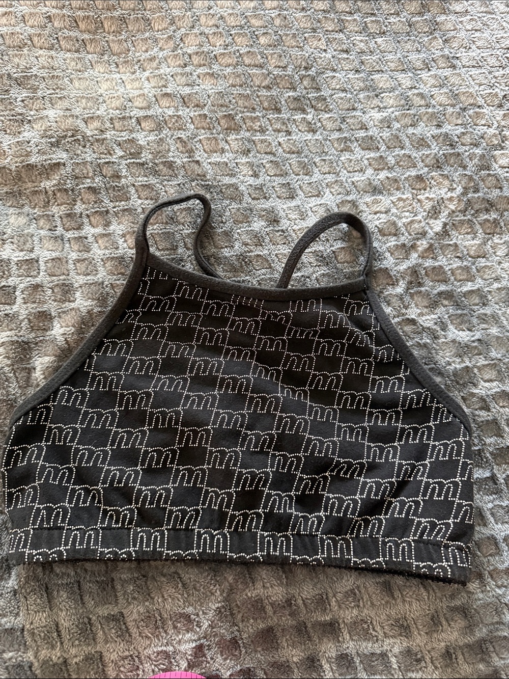 Massimo Black Patterned Crop Bralette